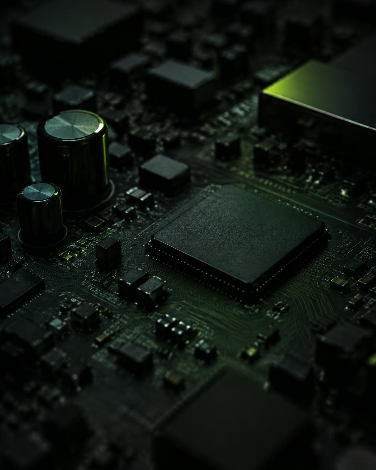 Close-up of electronic components on a circuit board